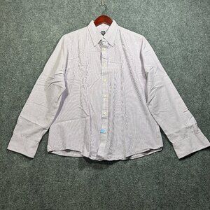 Club Monaco Shirt Mens Large Button Up Red Plaid Cotton Blend Long Sleeve